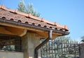 Clay Tiles Roof With Plastic Roof Guter. Guttering Photo