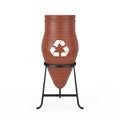 Clay Trash Bin Pot with Recycle Sign. 3d Rendering Royalty Free Stock Photo