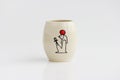 Clay vase with the ancient Egyptian hieroglyph God Ra on a white background