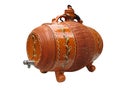 Clay wine decorative barrel isolated over white Royalty Free Stock Photo