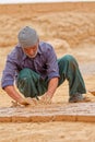 Clayman making bricks Royalty Free Stock Photo