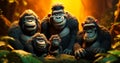 Claymation Gorilla Family Animated Jungle Adventure Royalty Free Stock Photo