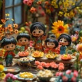 Claymation scene of colorful Nowruz table setting