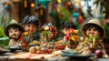 Claymation scene of colorful Nowruz table setting