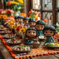 Claymation scene of colorful Nowruz table setting