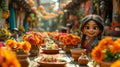 Claymation scene of colorful Nowruz table setting