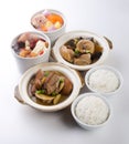 Claypot chicken duck and herb soup with rice Royalty Free Stock Photo