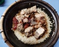 Unmixed Singapore claypot chicken rice Royalty Free Stock Photo