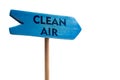 Clean air wooden sign board arrow