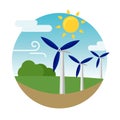 Clean alternative energy from renewable solar and wind sources. Wind turbines.