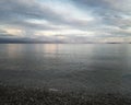 Clean background seaside twilight reflections in the calm water