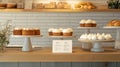 Clean bakery display showcases an empty cake stand among delicious pastries in a modern setting Royalty Free Stock Photo