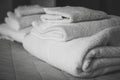 Clean bath towel hotel room service Royalty Free Stock Photo