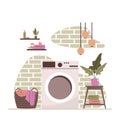 Clean Bathroom Decoration Laundry Washing Machine House Interior Flat Design