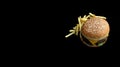 clean black background with gourmet burger, tmp fries, copy space . Royalty Free Stock Photo