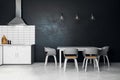 Clean black kitchen interior