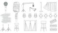 Performance Stage Elements Line Art Collection Royalty Free Stock Photo