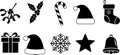 Christmas Icons Collection - Black and White Vector Graphics Royalty Free Stock Photo