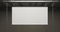 Blank White Hanging Banner with Industrial Chains Mockup Royalty Free Stock Photo