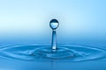 Clean blue drop of water splashing in clear water Royalty Free Stock Photo