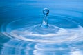 Clean blue drop of water splashing in clear water Royalty Free Stock Photo