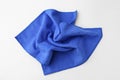 Clean blue microfiber cloth on white background, top view Royalty Free Stock Photo