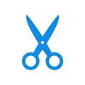 Clean Blue Scissors Icon on White Background, Minimalist Design Royalty Free Stock Photo