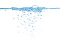 Clean blue water and air bubbles Royalty Free Stock Photo