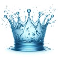 clean blue water splash crown shape isolated on white background Royalty Free Stock Photo