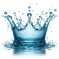 clean blue water splash crown shape isolated on white background Royalty Free Stock Photo