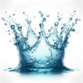 clean blue water splash crown shape isolated on white background Royalty Free Stock Photo