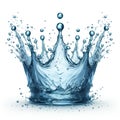clean blue water splash crown shape isolated on white background Royalty Free Stock Photo