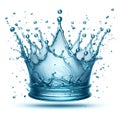 clean blue water splash crown shape isolated on white background Royalty Free Stock Photo