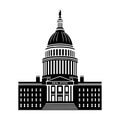 A clean, bold, black and-white vector illustration of a domed building resembling a government structure or capitol Royalty Free Stock Photo