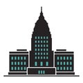 A clean, bold, black and-white vector illustration of a domed building resembling a government structure or capitol Royalty Free Stock Photo