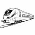 Clean And Bold Electric Train Drawing On White Background