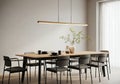 Modern Dining Room Interior Table, Chairs, Minimalist Design Royalty Free Stock Photo