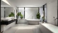 Clean bright stylish designer modern bathroom