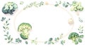 Clean White Circular Frame with Fresh Green Vegetables and Herbs Border on a Light Background Royalty Free Stock Photo