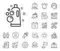 Clean bubbles line icon. Laundry shampoo sign. Clothing cleaner. Salaryman, gender equality and alert bell. Vector