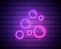 Clean bubbles line icon. Neon laser lights. Laundry shampoo sign. Clothing cleaner symbol. Glow laser speech bubble. Neon lights