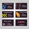 Clean business card. A set of six template in dark style.