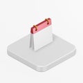 Clean calendar icon. 3d rendering square button key isometric view, interface ui ux element Royalty Free Stock Photo