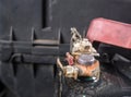 Clean car battery terminals after cleaning with hot water.(After cleaning)