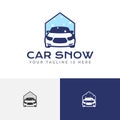 Clean Car Snow Wash Carwash House Auto Service Logo