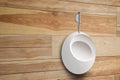 Ceramic urinal in men`s public bathroom. Space for text Royalty Free Stock Photo