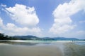 Clean and clear sand beach blue sky