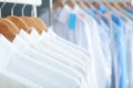 Clean clothes on hangers after dry-cleaning, Royalty Free Stock Photo