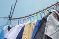 Clean clothes hanging dry in the sun. Royalty Free Stock Photo