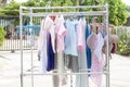 Clean clothes hanging dry in the sun. Royalty Free Stock Photo